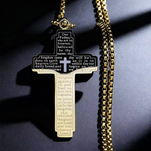 Bible Cross Stainless Steel Pendant Necklace