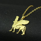 Assyrian Ashur & Lamassu Pendant Necklace — Gold or Silver-Tone