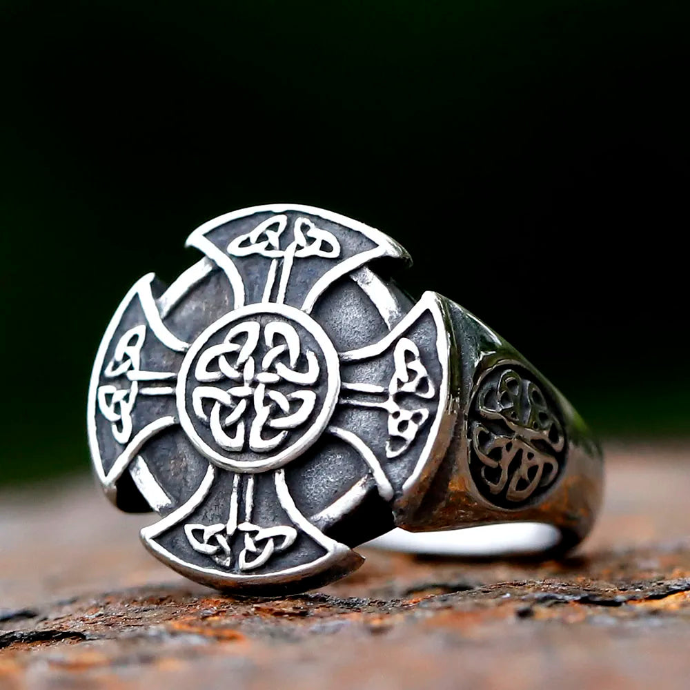 Viking Aegishjalmur Cross Ring — Stainless Steel