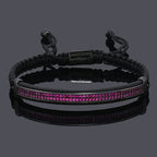 Luxury Punk CZ Bar Braided Man Bracelets For Women Handmade Jewelry Gift