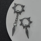 Punk Gothic Spike Asymmetric Dangle Hoop Earrings