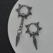 Punk Gothic Spike Asymmetric Dangle Hoop Earrings