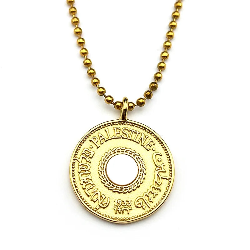 Gold Pendant Multilingual Palestine Wheat Ears