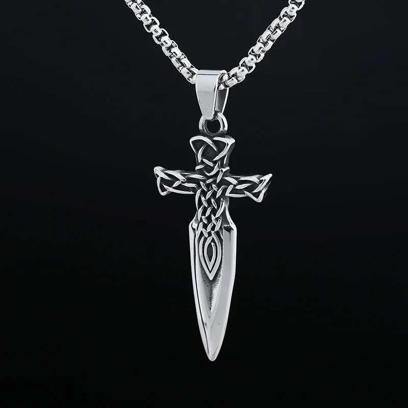 Vintage 316L Stainless Steel Good Polished Gothic Arriw Celtic Knot Pendant Necklace For Man Amulet Jewelry Boyfriend