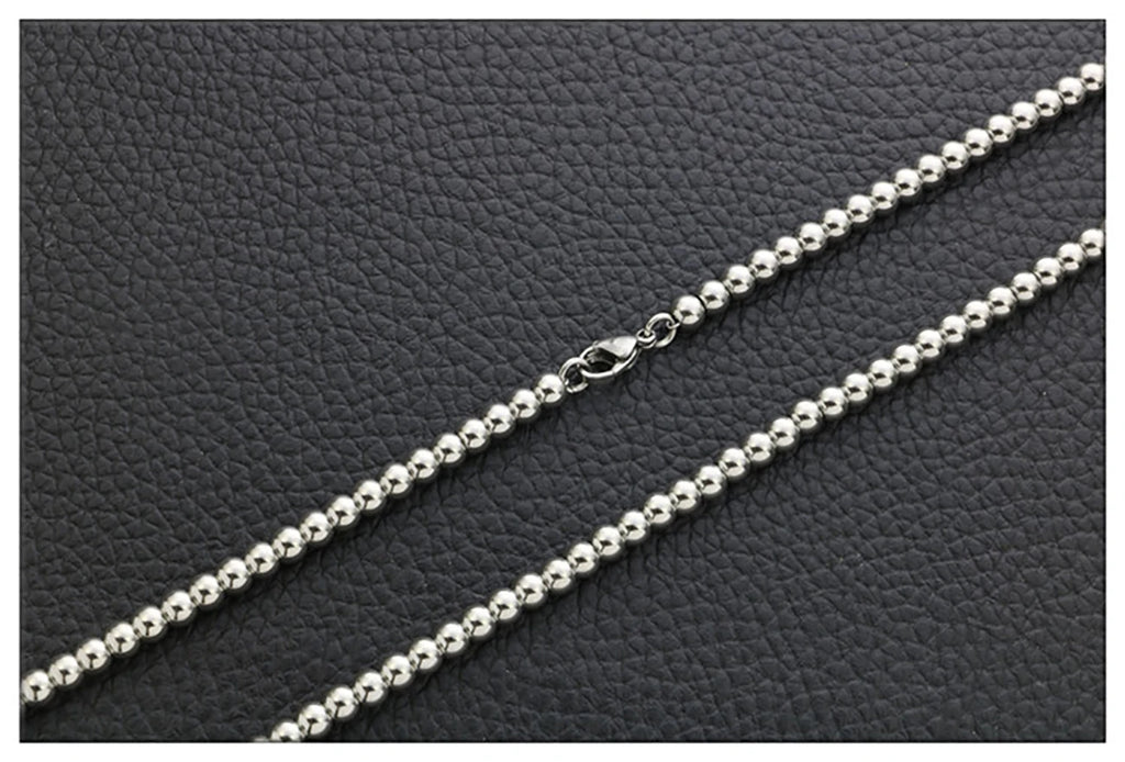 Round Bead Chain Necklace — Stainless Steel