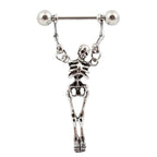 Skeleton Dangle Earrings — Gothic Barbell Pierced