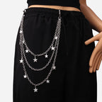 Punk Metal Cross Rivet Layered Chain Keychains for Men Women Waist Key Chain Wallet Jeans Hip-hop Pants Belt Jewelry