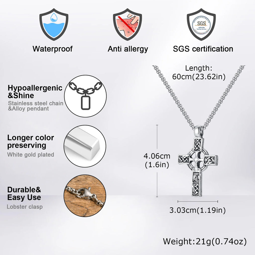 Viking Celtic Cross Pendant Necklace — Stainless Steel