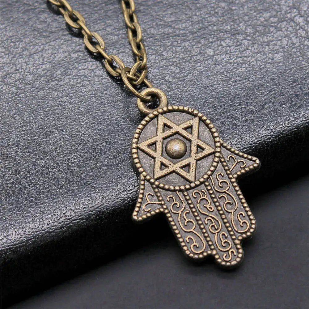 Hand and Eye Talisman Amulet Necklace — 43cm Chain