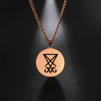 Sigil Of Lucifer Pendant Necklace Stainless Steel Seal Of Satan Satanic 2023 New Fashion Amulet Necklace Jewelry for