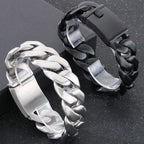 Classic 24MM Width Curb Cuban Link Chain Men Bracelet for Man Matte Brushed Stainless Steel Men's Bracelets Massive