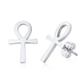 Ankh Cross Huggie Hoop Earrings — Stainless Steel
