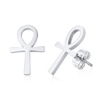 Ankh Cross Huggie Hoop Earrings — Stainless Steel