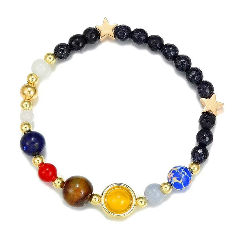 Creative Universe Solar System Bead Bracelet For Men Women Yoga Round Stone Crystal Couple Wristband Friendship Gift Jewelry