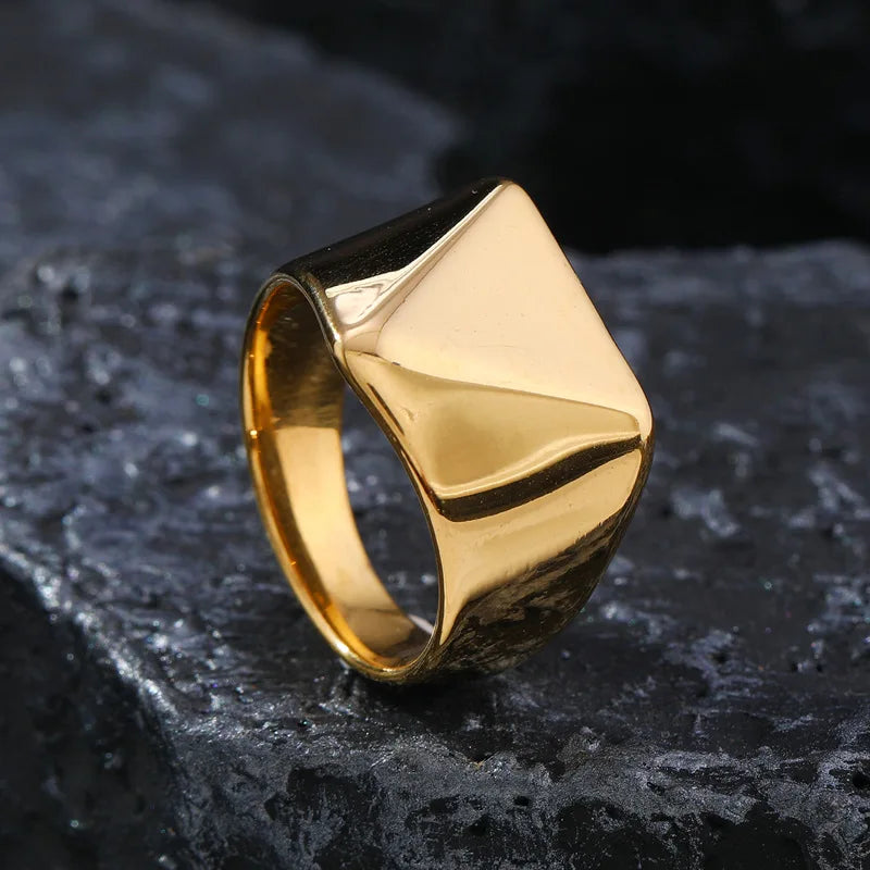 316L Stainless Steel Smooth Triangle Ring For Men Finger Punk Rock Jewelry Accessories Anti-anxiety Waterproof Ring