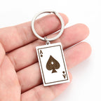Ace of Spades Poker Card Keychain — Stainless Steel
