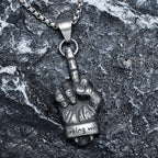 Middle Finger Skull Pendant Necklace — 316L Stainless Steel