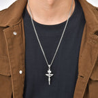Vnox Stainless Steel Catholic Jesus Cross Necklace for Men Women, Crucifix Pendant with 60cm Cuban Chain, Religious