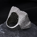 Iced Out M Letter Ring Stainless Steel Statement