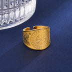 Nordic Vegvisir Compass Ring — Stainless Steel