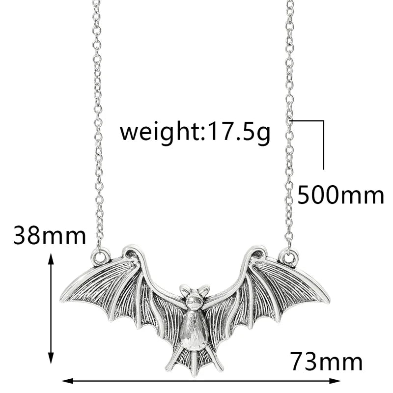 Gothic Silver Plated Bat Chocker Necklace Vampire Bat Pendant Necklace Dark Style Choker Bat Jewelry Gift Women Girls