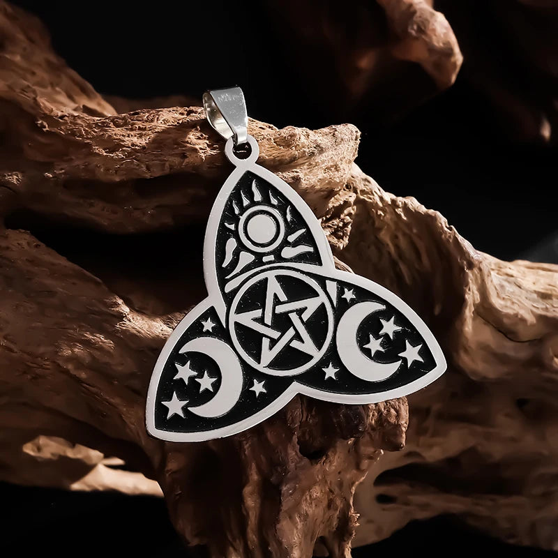 Sun Moon Star Trinity Pendant Necklace