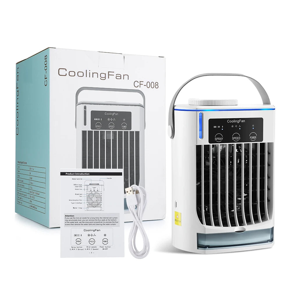 Small Space Air Conditioning for Home Rechargeable Portable Summer Desktop Air Cooler Spray Fan Moist Clean Air for