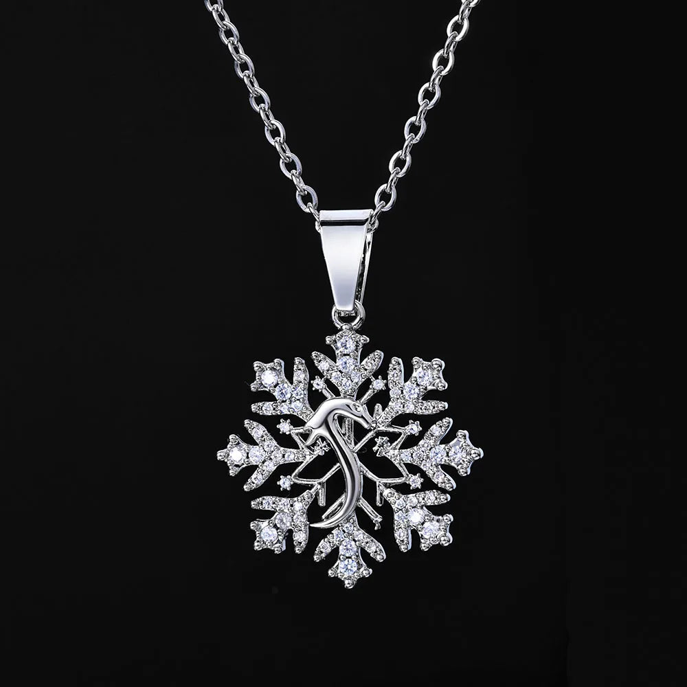 Gold Snowflake Pendant Necklace Statement