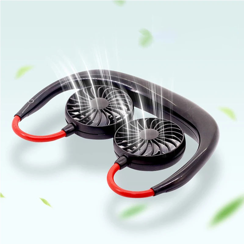High Quality Headphone Design Hand Free Traveling Outdoor Portable Usb Rechargeable Led Neck Fan Mini Handheld Fan
