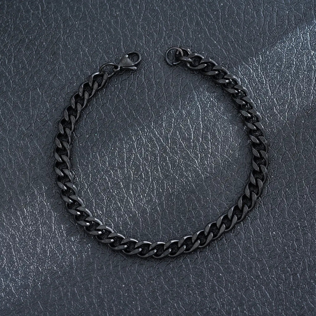 New Stylish Black Metal Chain Bracelets for Men Women Multiple Designs Punk Gothic 316L Stainless steel Jewelry Gift