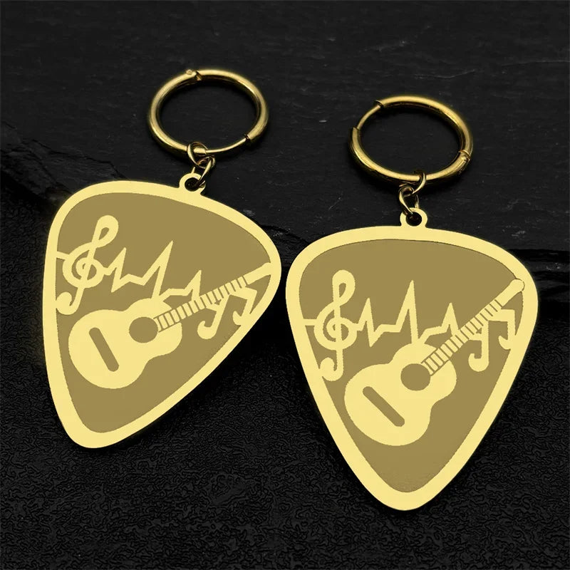 Guitar Pick Gold Pendant Necklace — Stainless Steel