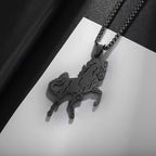 Gold Running Horse Pendant Necklace Stainless Steel