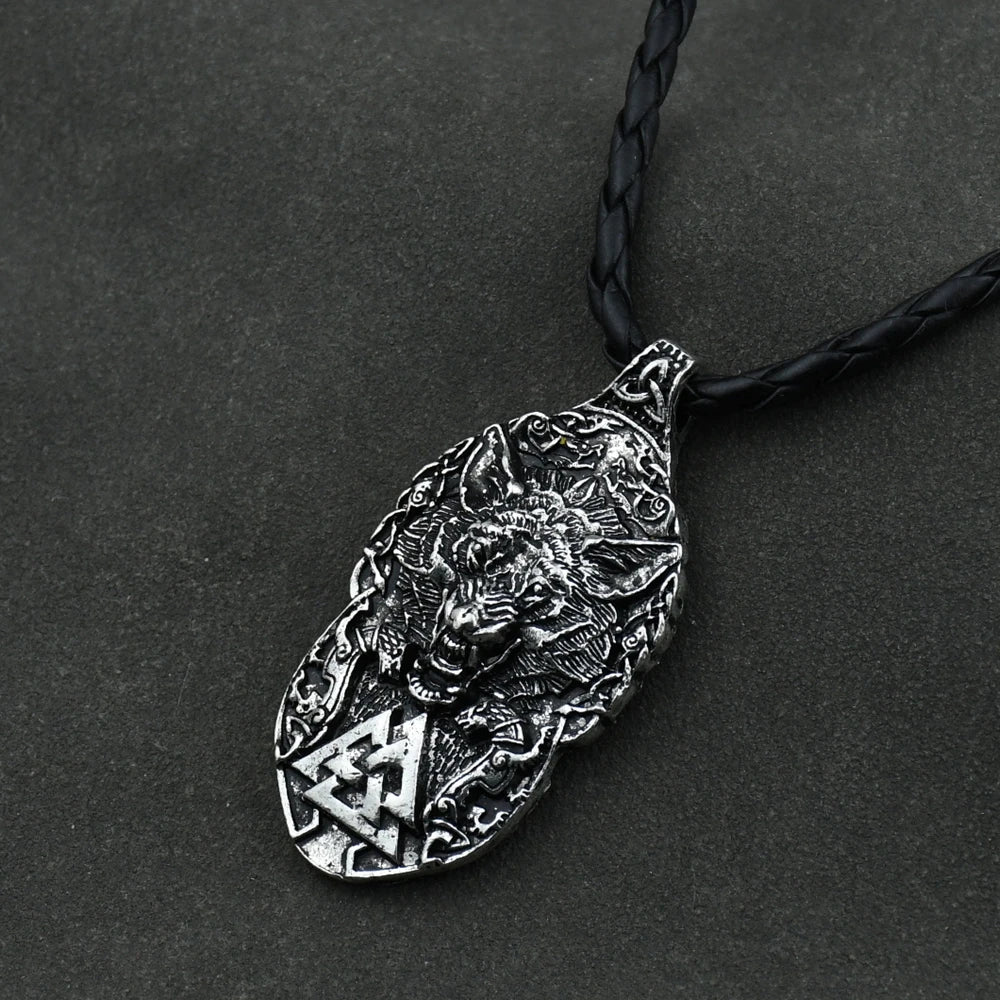 Wolf Head Triskelion Pendant Necklace — Zinc Alloy