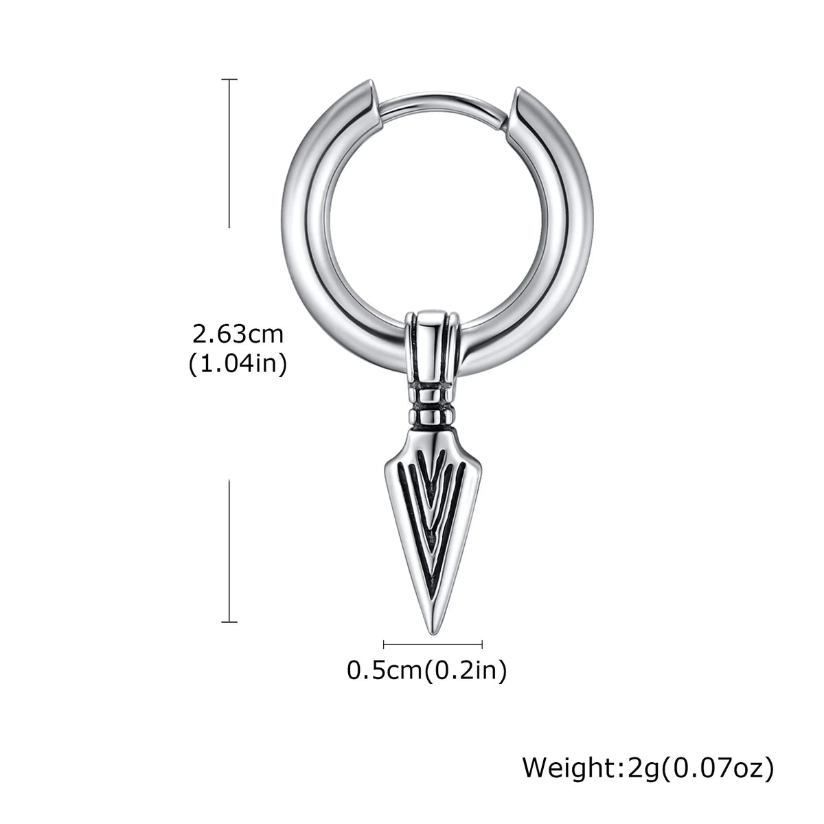 Viking Spearhead Dangle Hoop Earrings — Stainless Steel