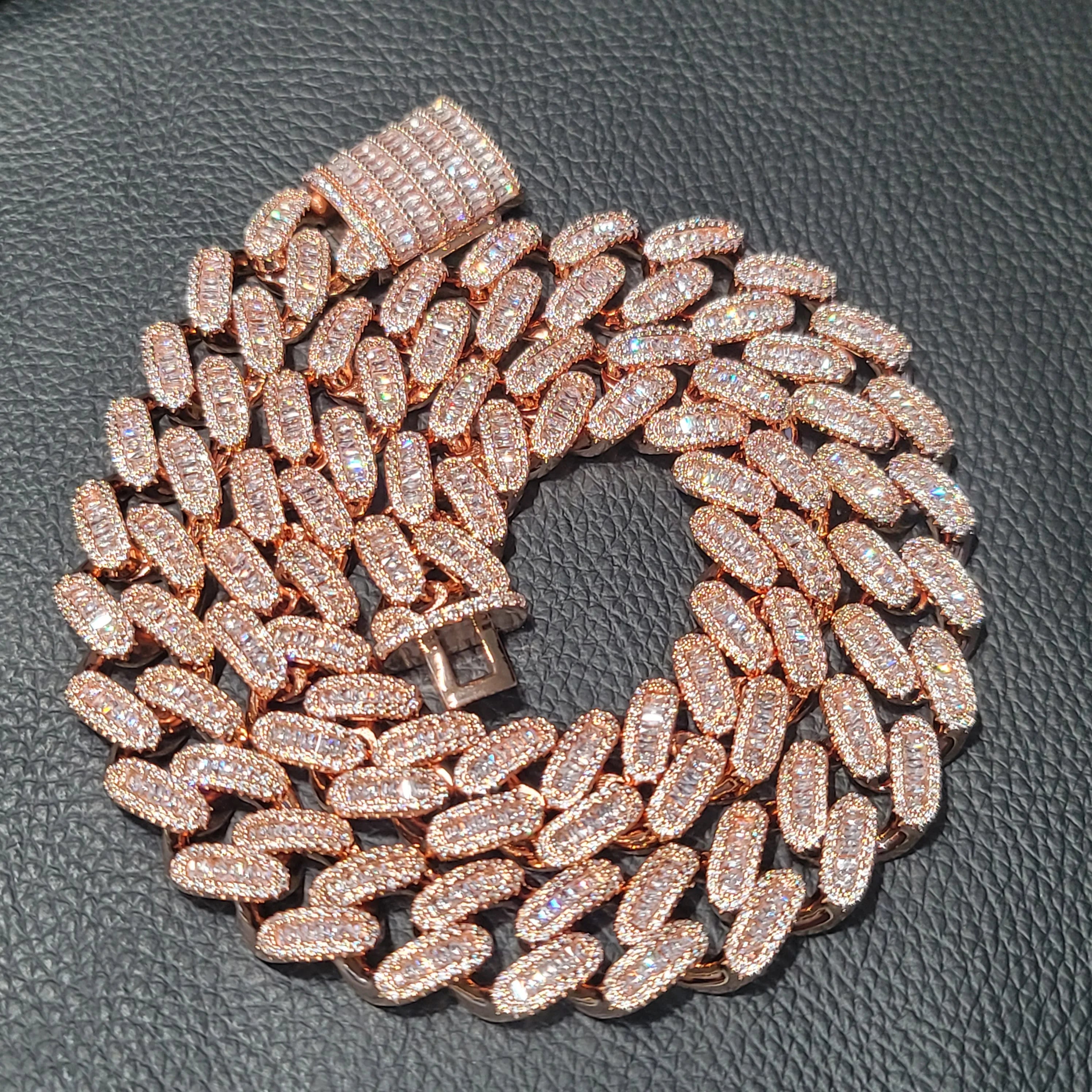 Fashion Hip Hop Miami Cuban Necklace Chain Full Diamonds 9mm 12mm 15mm 20mm 24mm Pendant Chains Long Buckle Closure Jewelry Gift
