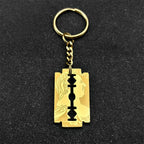 Jesus Gold Pendant Blade Razor Shape Key Keyring