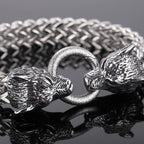 Viking Wolf Head Bracelet for Man With Square Franco Link Chain Stainless Steel Men's Bracelets Masculine Norse