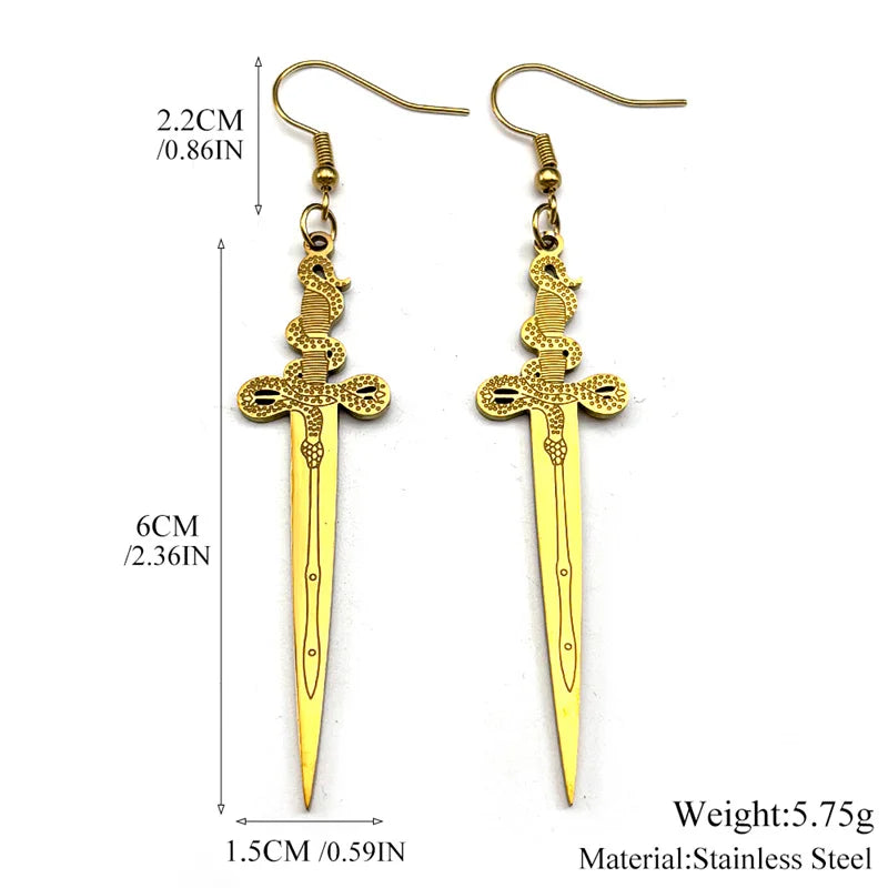 Snake Viking Steel Earrings Vintage Norse Mythology