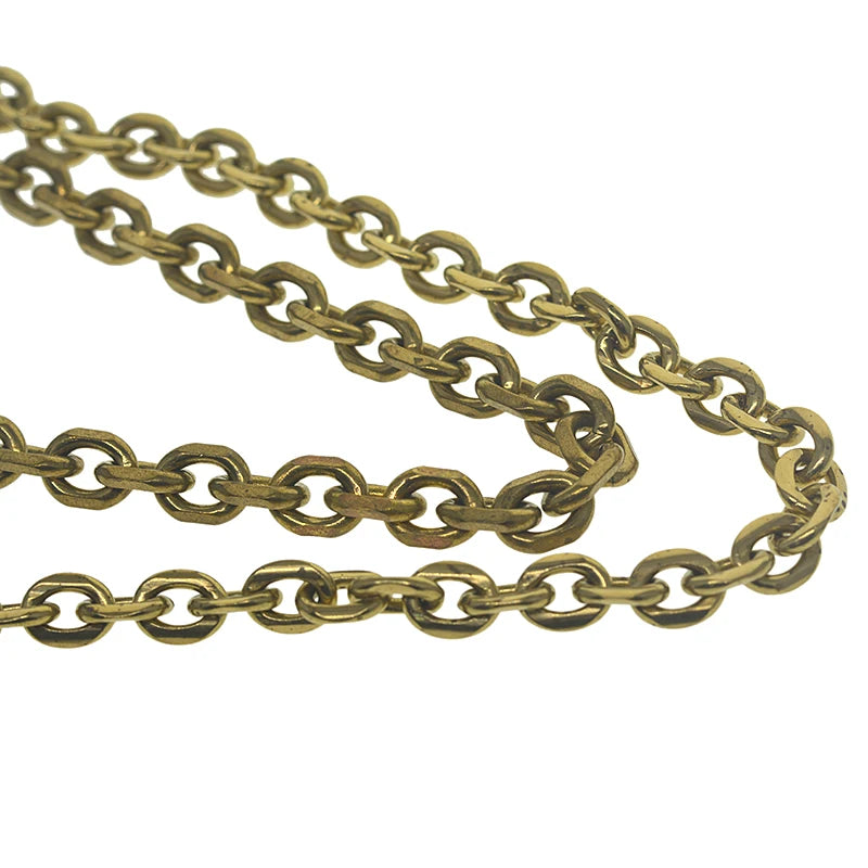 custom length biker brass made 9mm thick 30cm-100cm long sweden carved anchor link chain necklace wallet jean FOB