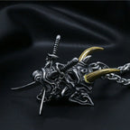 Samurai Prajna Mask Pendant Necklace — Stainless Steel
