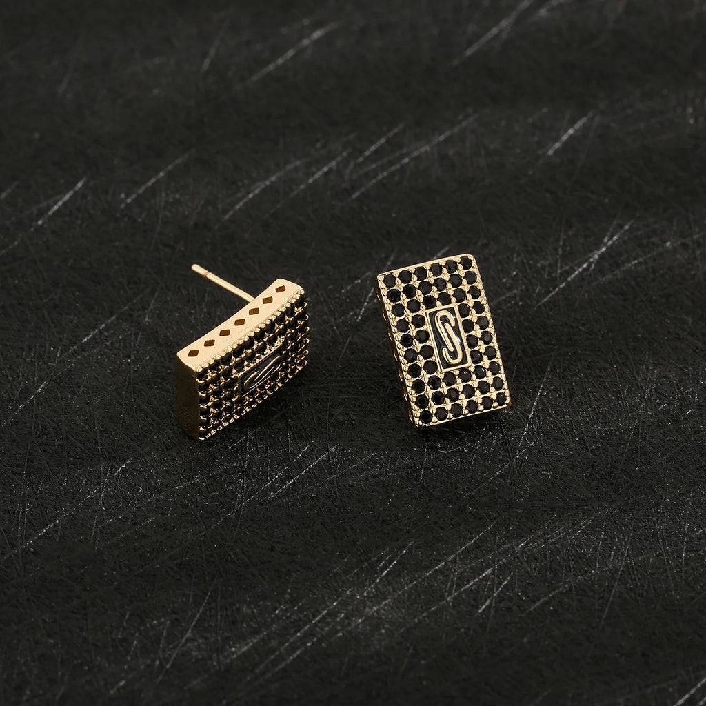 ‌ Brass Earrings with Zirconia Stones Square Minimalist Stud Earrings for Women Hot Sale Fashion Jewelry Gift