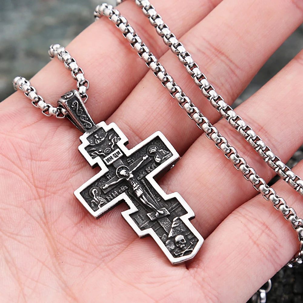 Cross Jesus Steel Pendant 316L Gothic Religious