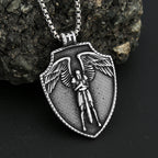 Cross Steel Pendant Vintage Michael's Shield Punk
