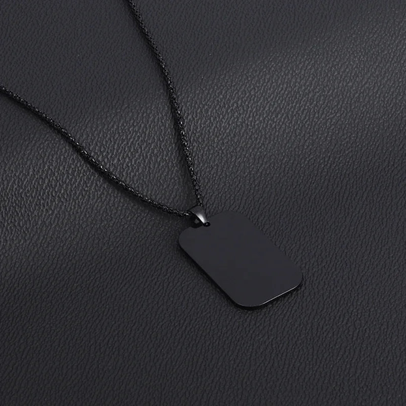 Hip Hop Military Style Stainless Steel Dog Tag Pendant Necklace for Men Women Gold Plated Personalized Id Card Name
