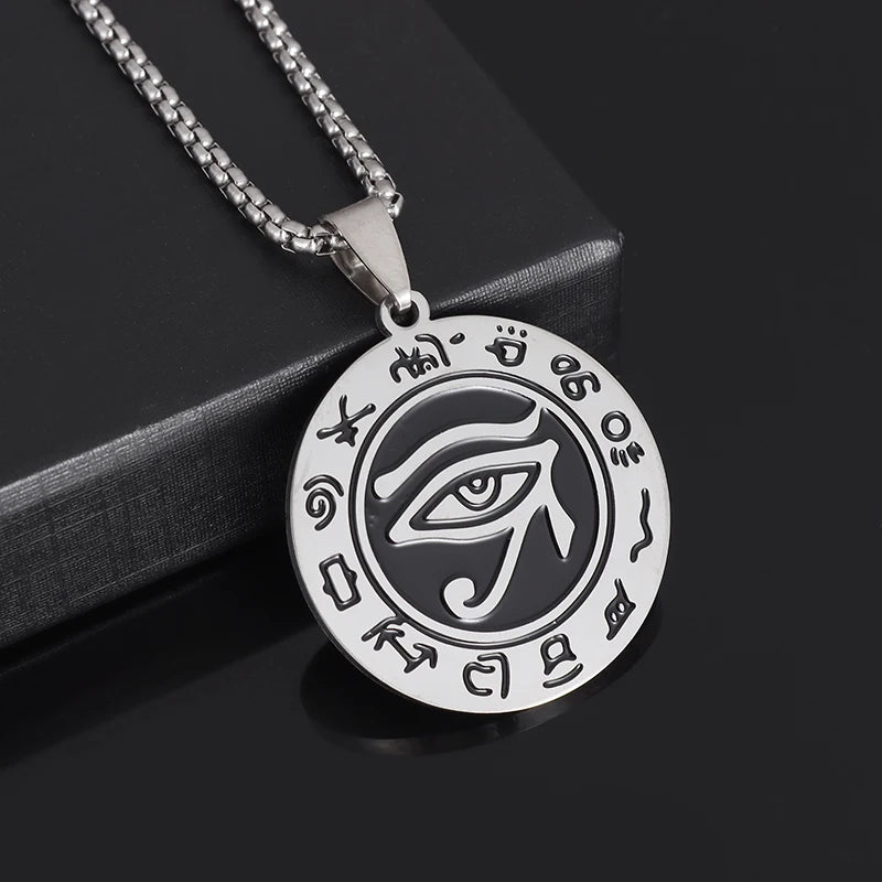 Shining Iced Out Ancient Egyptian God Eye of Horus Cross Pendant Necklace for Men and Women Hip Hop Trendy Amulet