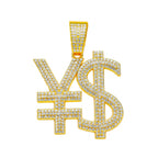 Hip Hop Exaggerated Dollar Sign Pendant,with 13mm Cuban Chain Currency Symbol Pendant Necklace for Men Rapper Charm