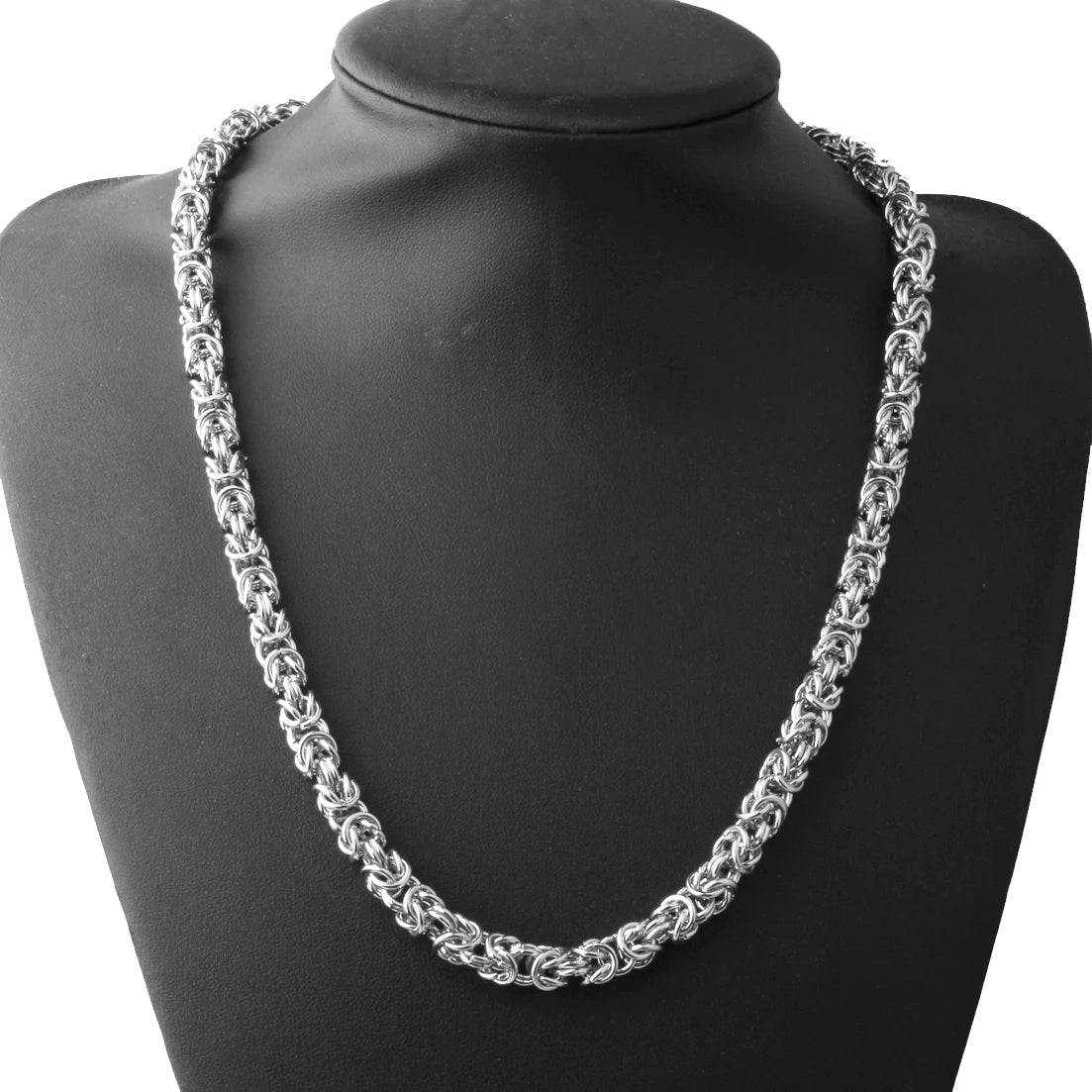 Fashion Men's Jewelry Trendy Stainless Steel Byzantine Chain Necklace Link Chain 7"-40" 6/8mm Free Choose Xmas Gift