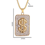 Men\'s Hip Hop Iced Out Dollar Sign Money Pendant Necklace Men\'s Punk Rap Rock Party Jewelry
