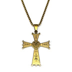 Christian Baroque Style Jesus Cross Pendant Necklace for Women Men Stainless Steel Gold Color Rhinestone Holy Pray