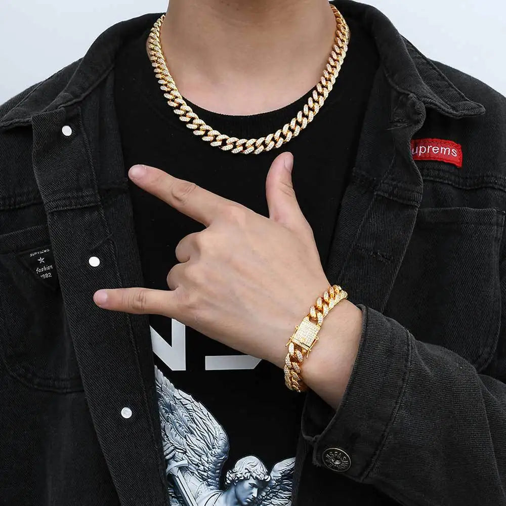 Luxury Hip Hop Wide 12mm Full Cuban Chain Men's Necklace